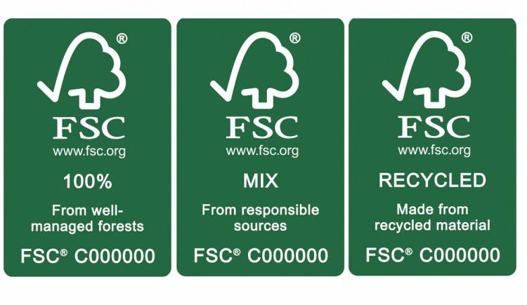 FSC 100%、FSC Mix與FSC Recycled產品標籤