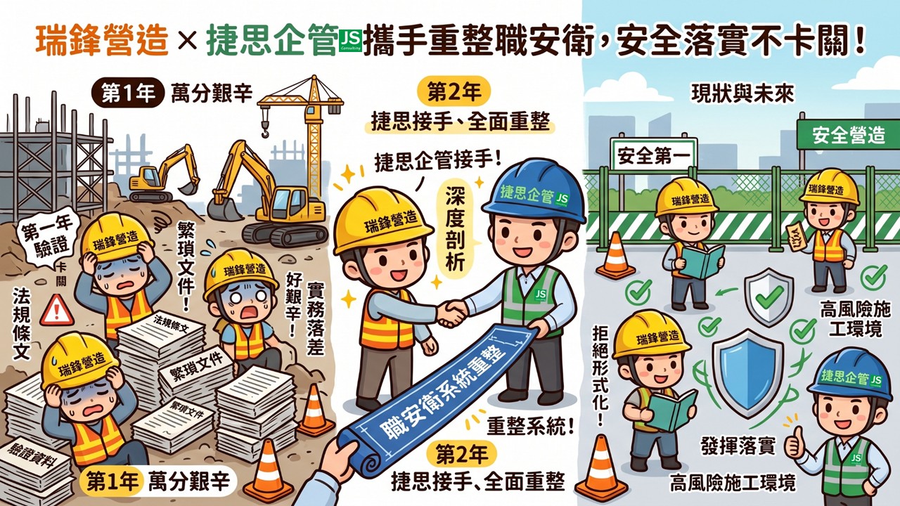 瑞鋒營造由捷思企管輔導順利通過TOSHMS(CNS 45001)年度複審